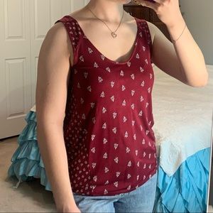 🌸 3/$15 Old Navy Tie Back Floral Maroon Patterned Tank Top Size S